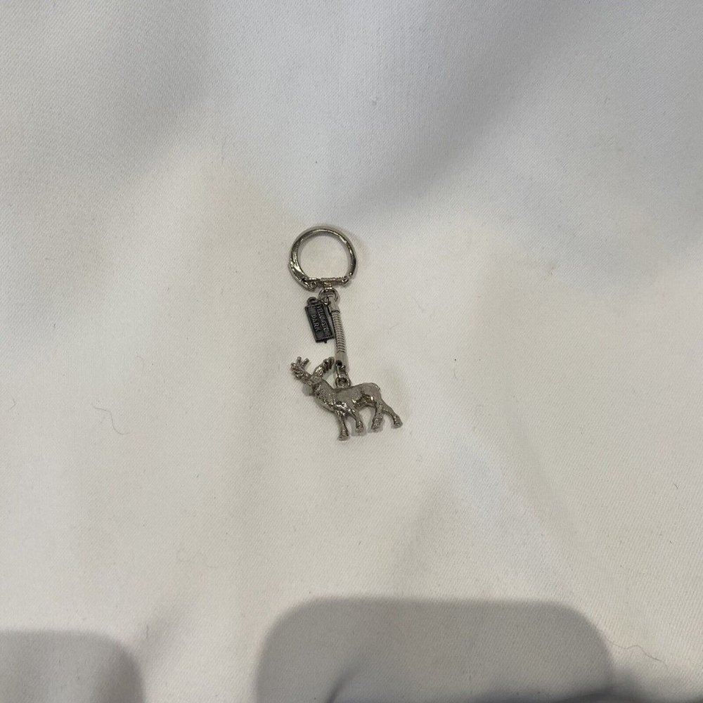 VINTAGE Old YELLOWSTONE NATIONAL PARK Silver Deer Keychain 3.5”